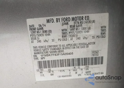 2015 Ford Explorer Limited из США, поврежденный, VIN 1FM5K7F83FGA05405